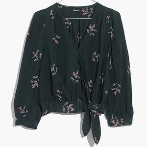 Madewell Poppy Print Silk Wrap Blouse